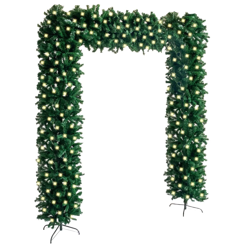 vidaXL Luk s božićnim drvcem i LED svjetlima zeleni 240 cm