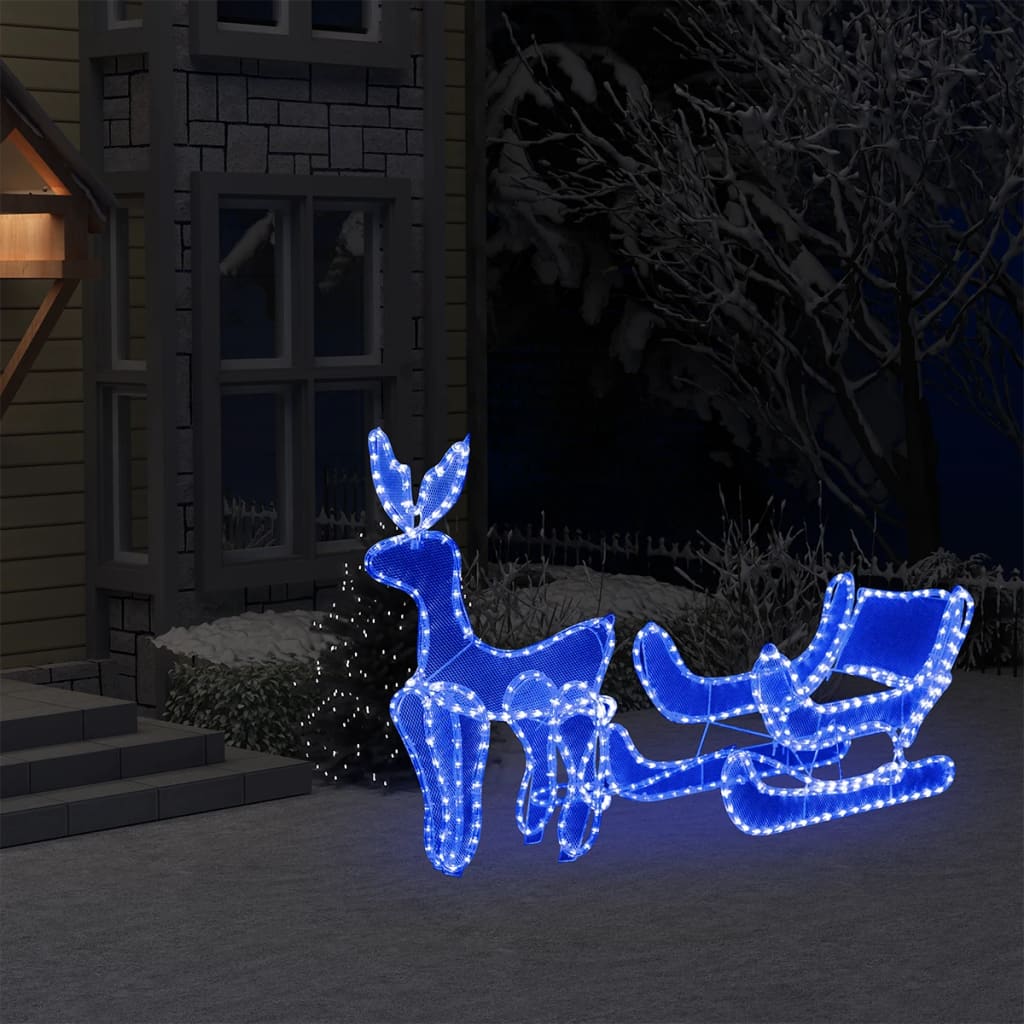 vidaXL Božićna rasvjeta sob i sanjke s mrežom i 432 LED žarulje