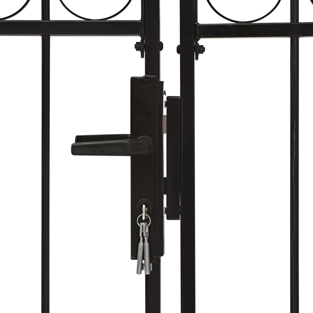 vidaXL Dvostruka vrata za ogradu s lučnim vrhom čelična 300x125 cm crna