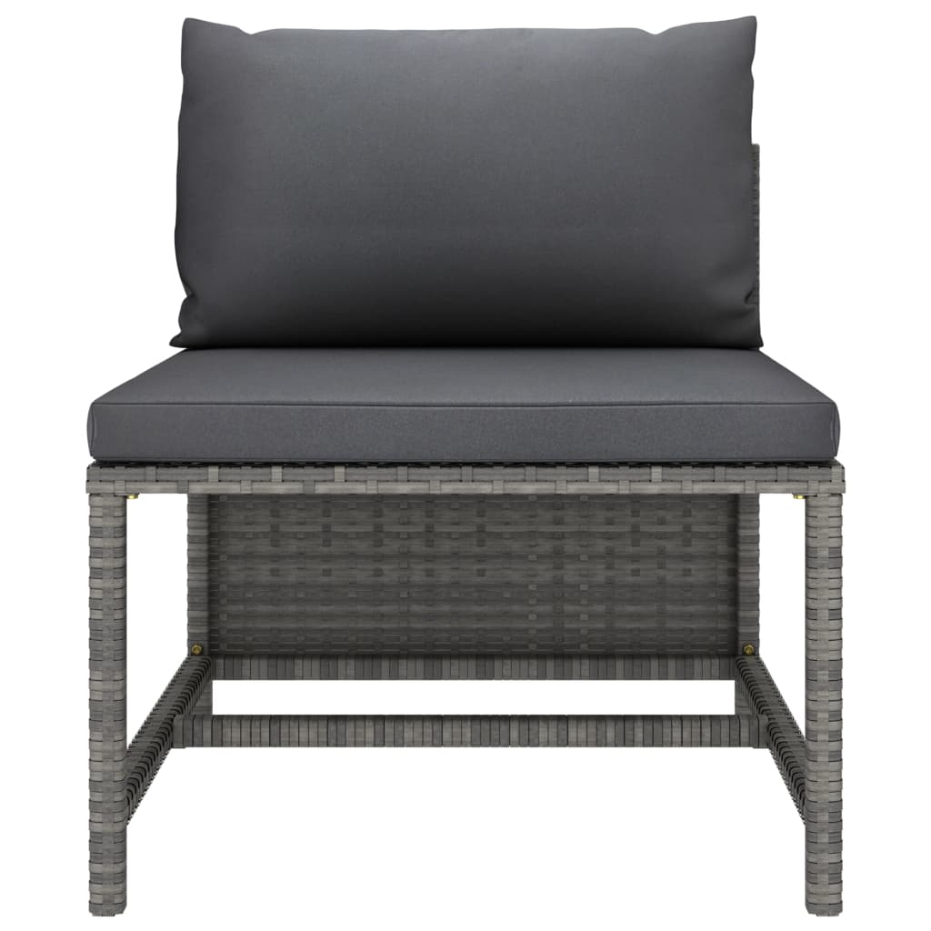 vidaXL Modularna srednja sofa od poliratana s jastucima siva