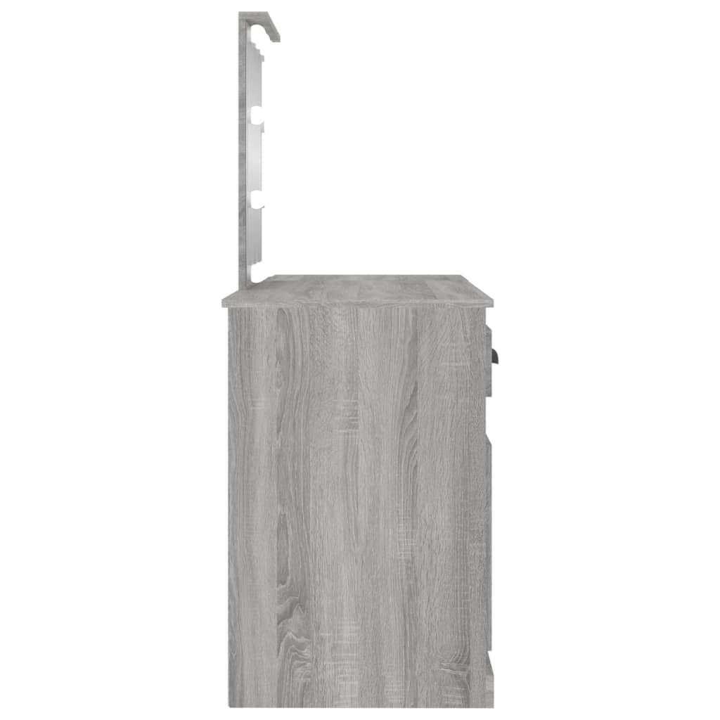 vidaXL Toaletni stolić LED boja sivog hrasta 130x50x132,5 cm