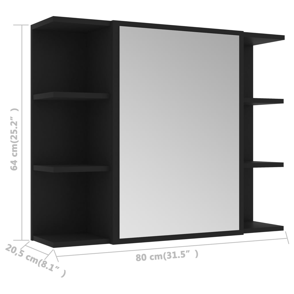 vidaXL 4-dijelni set kupaonskog namještaja od iverice crni