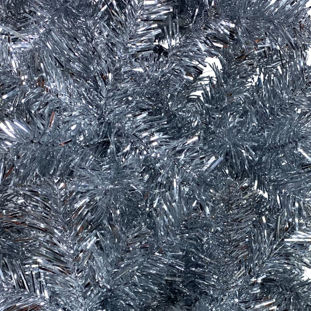 vidaXL Tanko osvijetljeno božićno drvce s kuglicama srebrno 120 cm