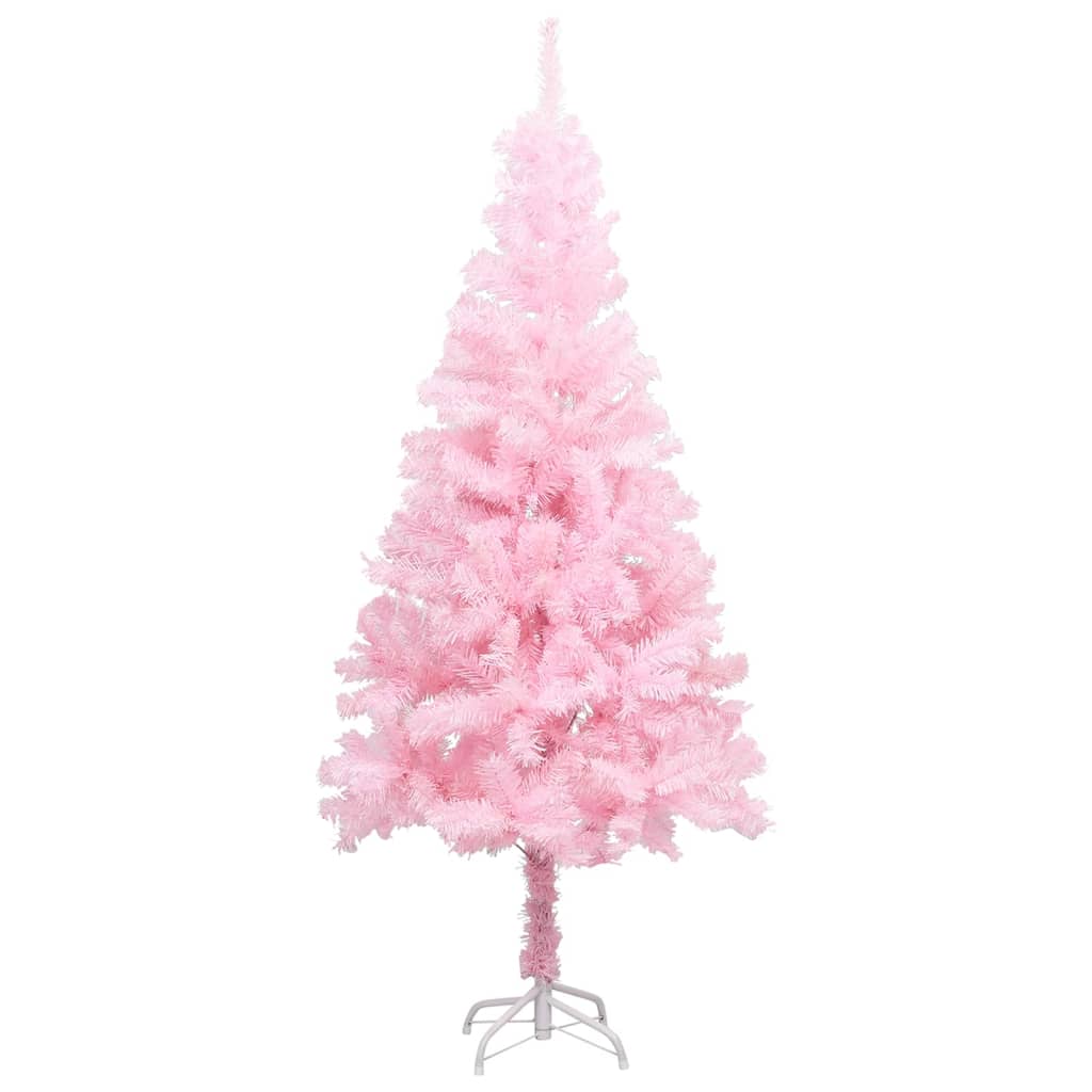 vidaXL Umjetno božićno drvce LED sa stalkom ružičasto 120 cm PVC