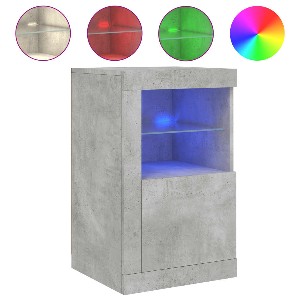 vidaXL Bočni ormarić s LED svjetlima siva boja betona
