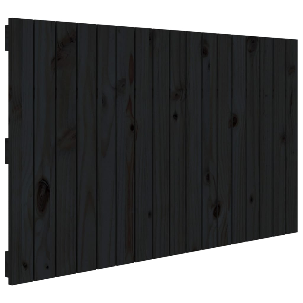 vidaXL Zidno uzglavlje crni 108 x 3 x 60 cm od masivne borovine