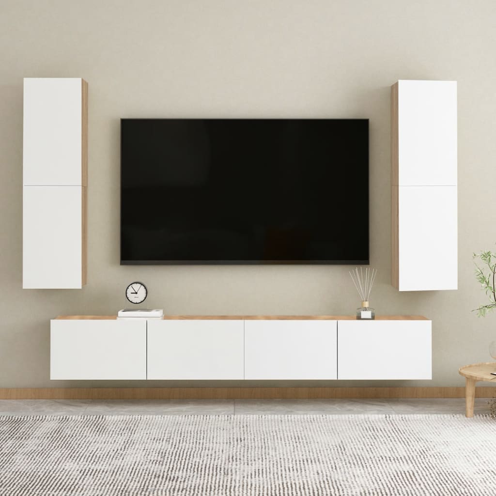 vidaXL TV ormarići 2 kom bijeli i boja hrasta 30,5x30x110 cm drveni