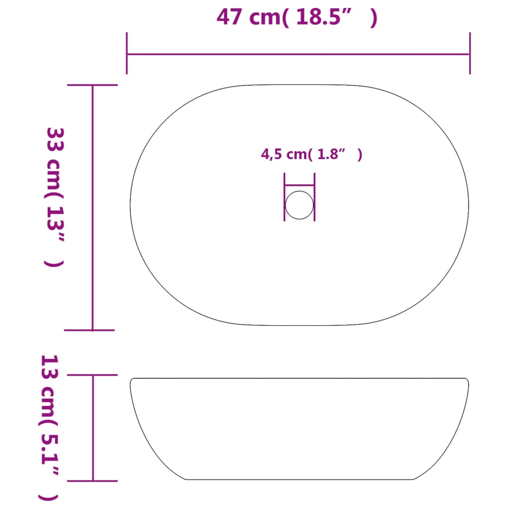 vidaXL Nadgradni umivaonik crno-sivi ovalni 47 x 33 x 13 cm keramički