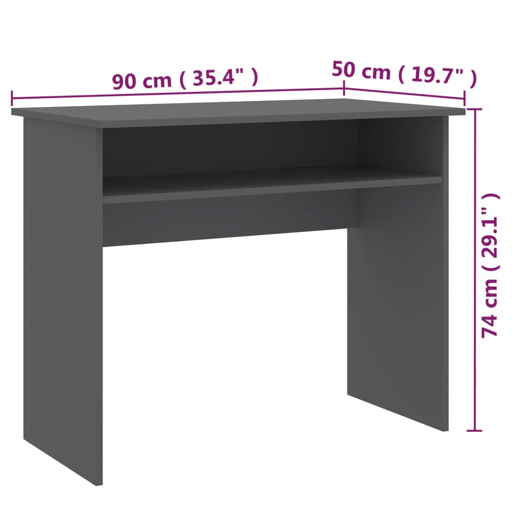 vidaXL Radni stol sivi 90 x 50 x 74 cm od iverice