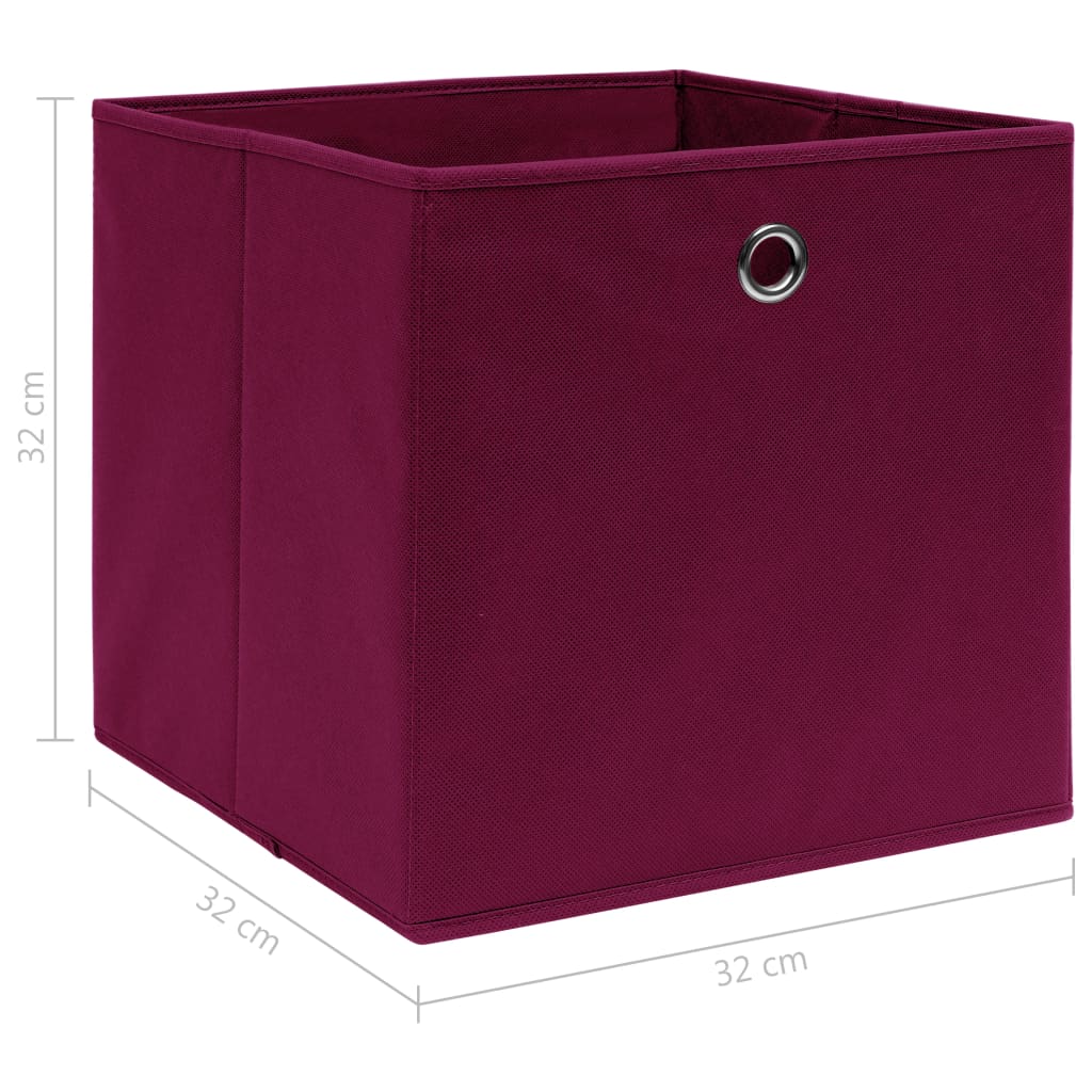 vidaXL Kutije za pohranu 10 kom tamnocrvene 32 x 32 x 32 cm od tkanine