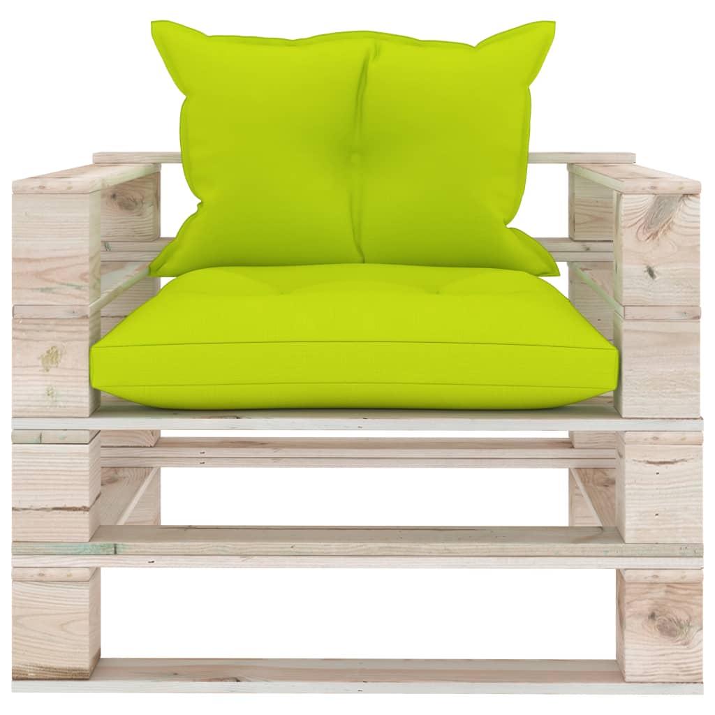 vidaXL Vrtna sofa od paleta od borovine s jarkozelenim jastucima