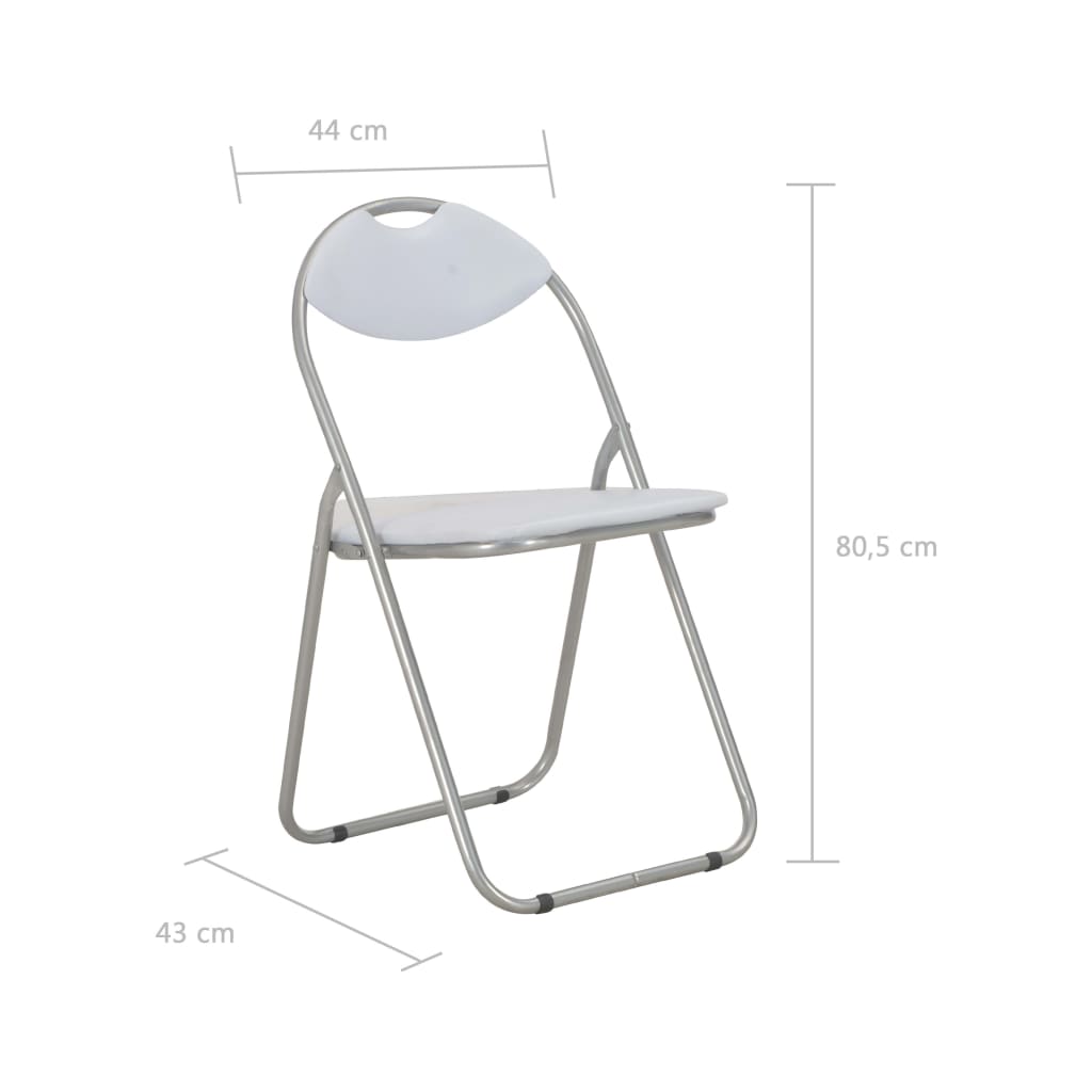 vidaXL Sklopive blagovaonske stolice od umjetne kože 4 kom bijele