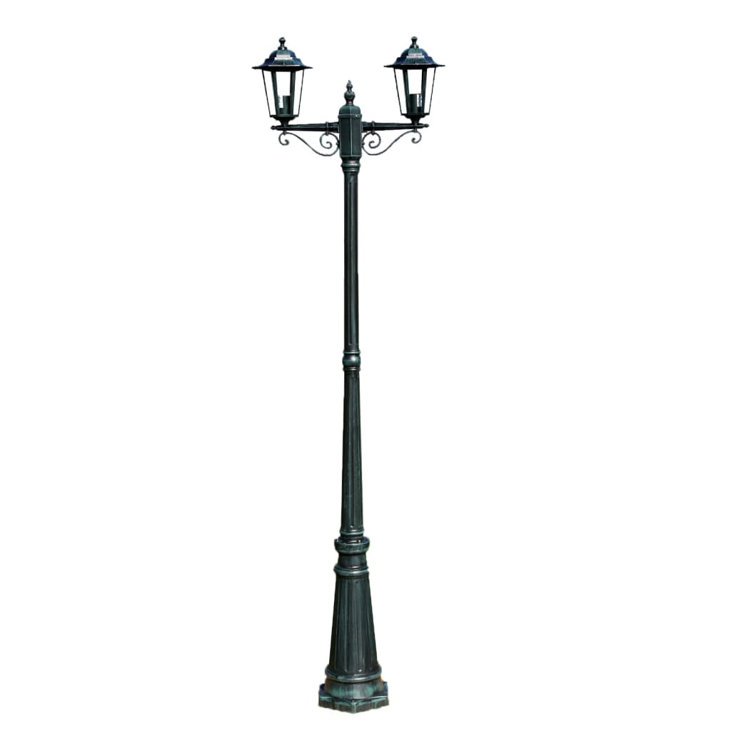 vidaXL Vrtna stupna svjetiljka 215 cm tamnozelena/crna aluminijska