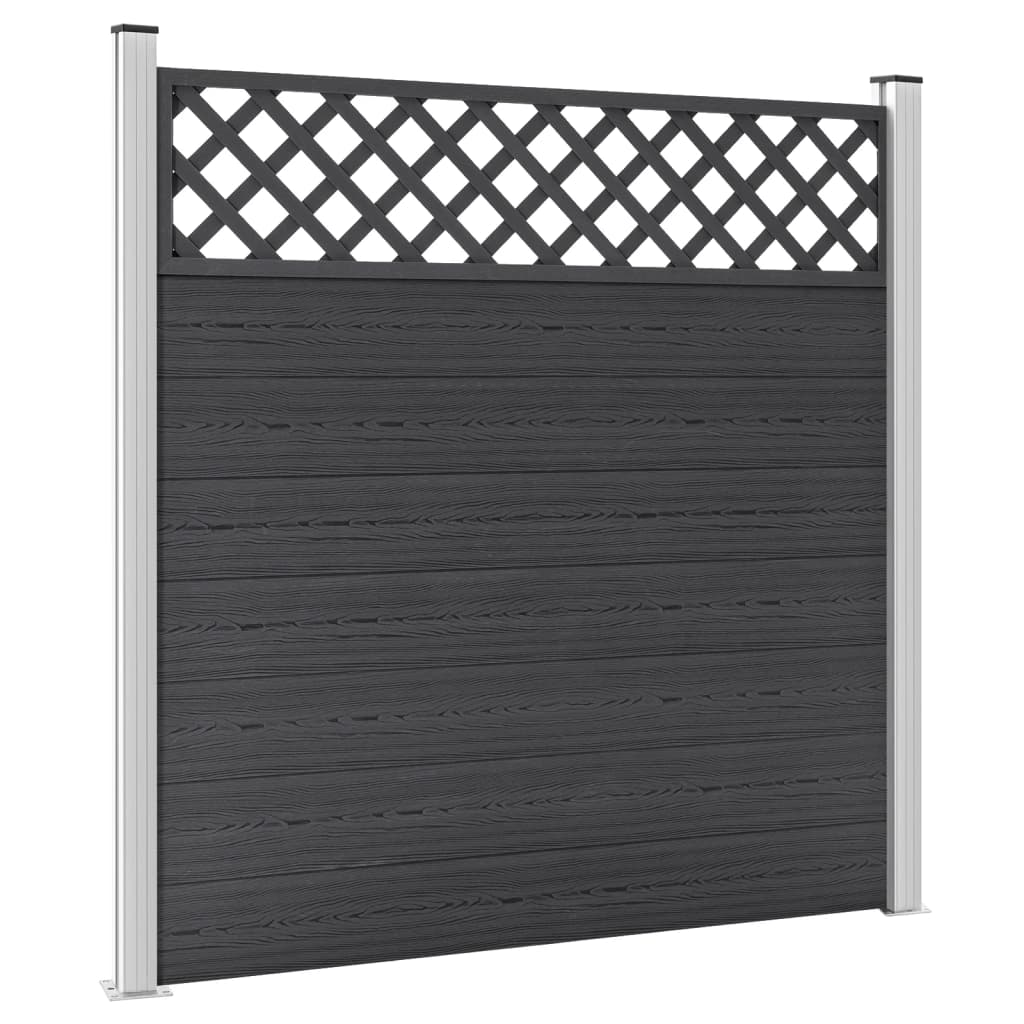 vidaXL Set WPC ograda 5 kvadrata 872 x 185 cm sivi
