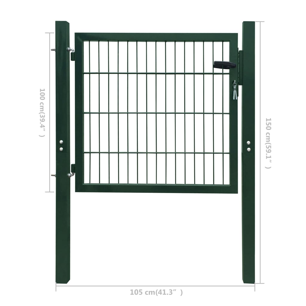 vidaXL Vrata za ogradu od čelika 105 x 150 cm zelena