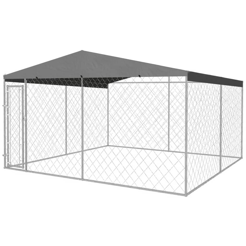 vidaXL Vanjski kavez za pse s krovom 4 x 4 x 2,4 m