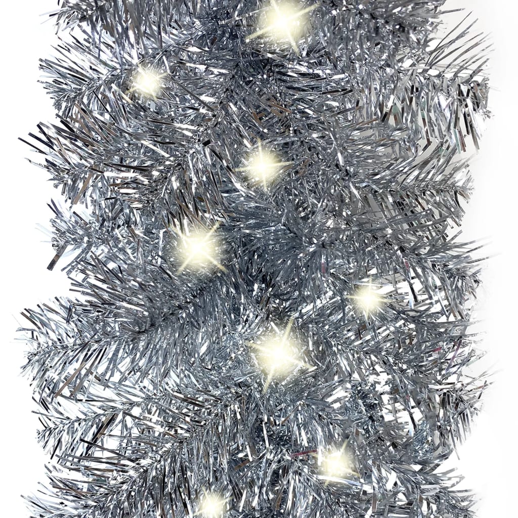 vidaXL Božićna girlanda s LED svjetlima 5 m srebrna