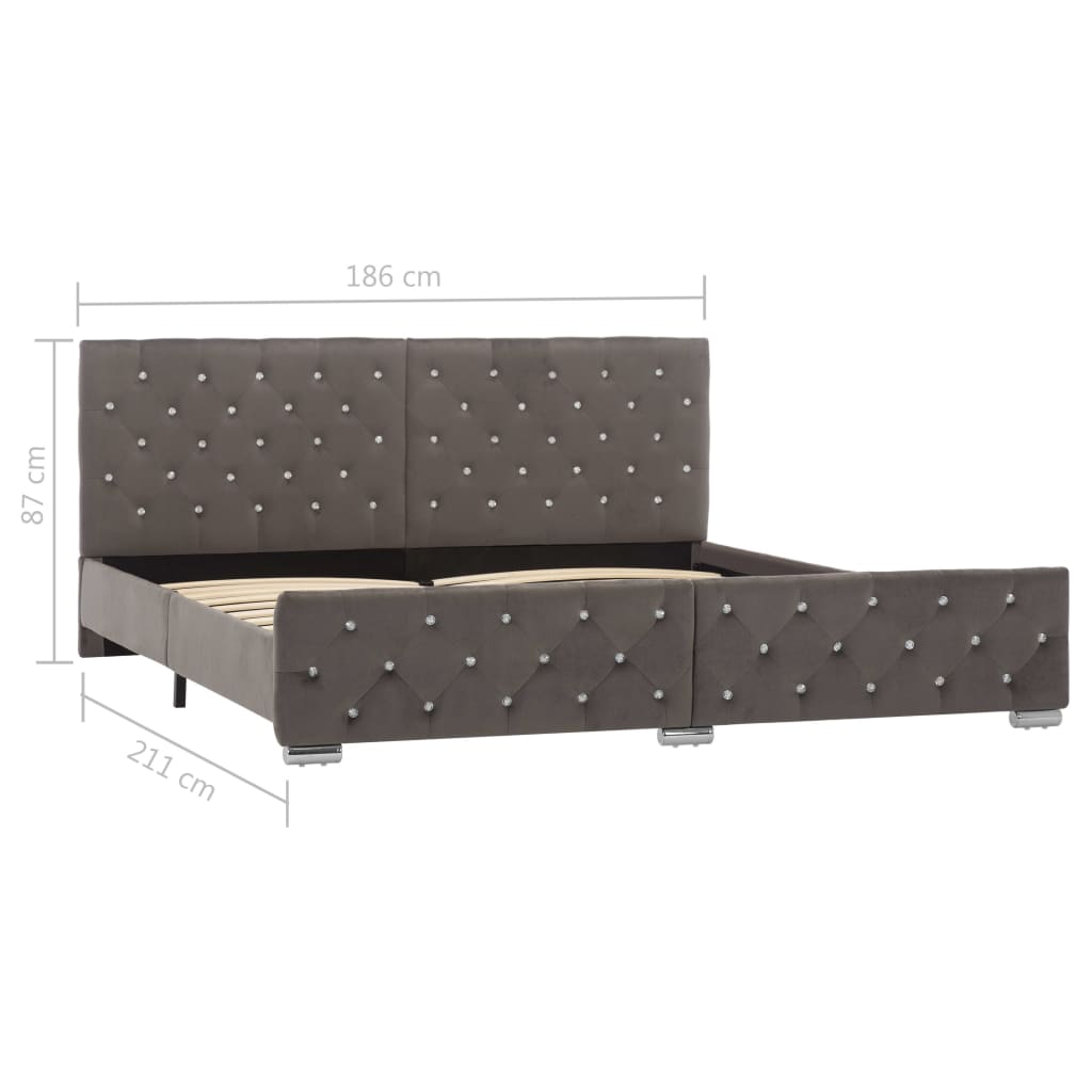 vidaXL Okvir za krevet sivi baršunasti 180 x 200 cm