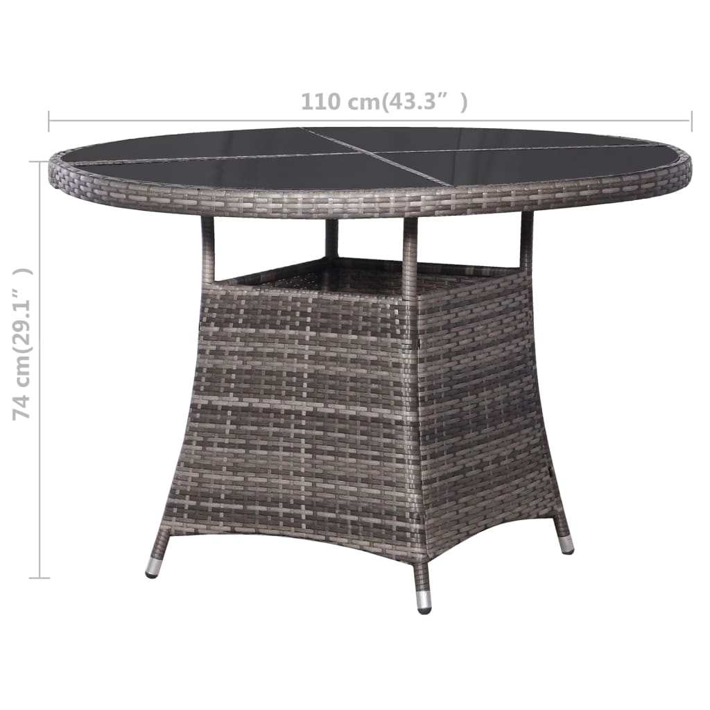 vidaXL Vrtni stol sivi 110 x 74 cm od poliratana