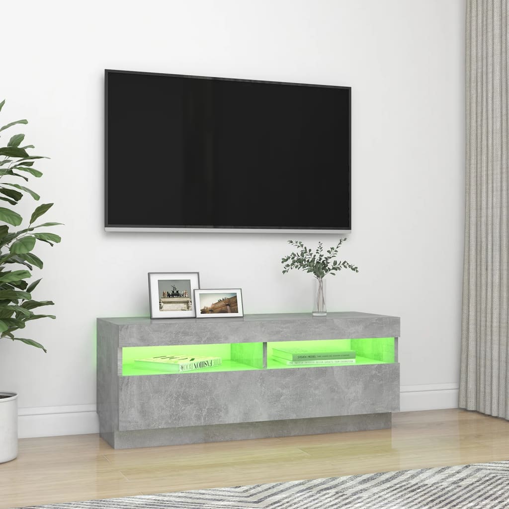 vidaXL TV ormarić s LED svjetlima siva boja betona 100 x 35 x 40 cm
