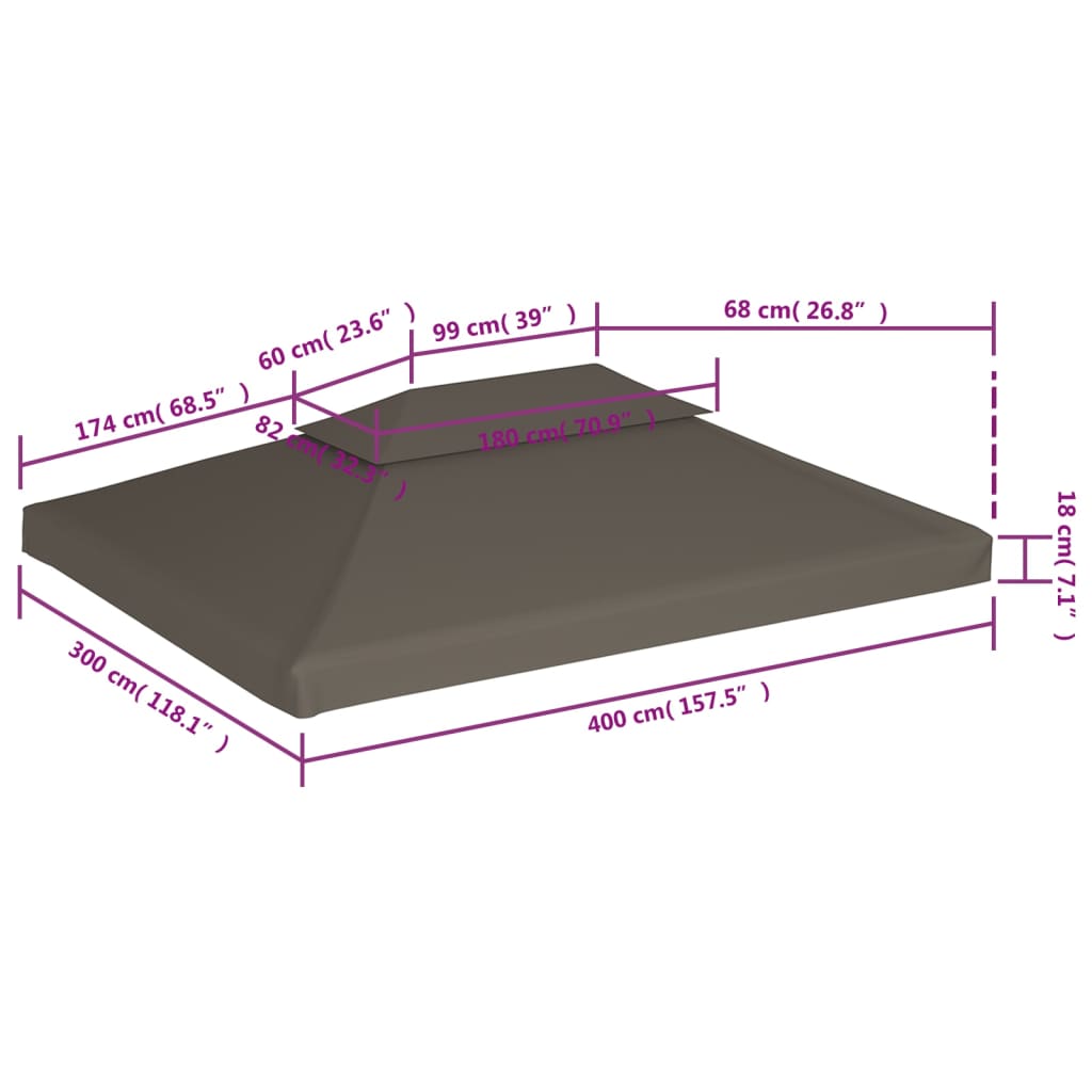 vidaXL Pokrov za sjenicu s 2 razine 310 g/m² 4 x 3 m smeđe-sivi
