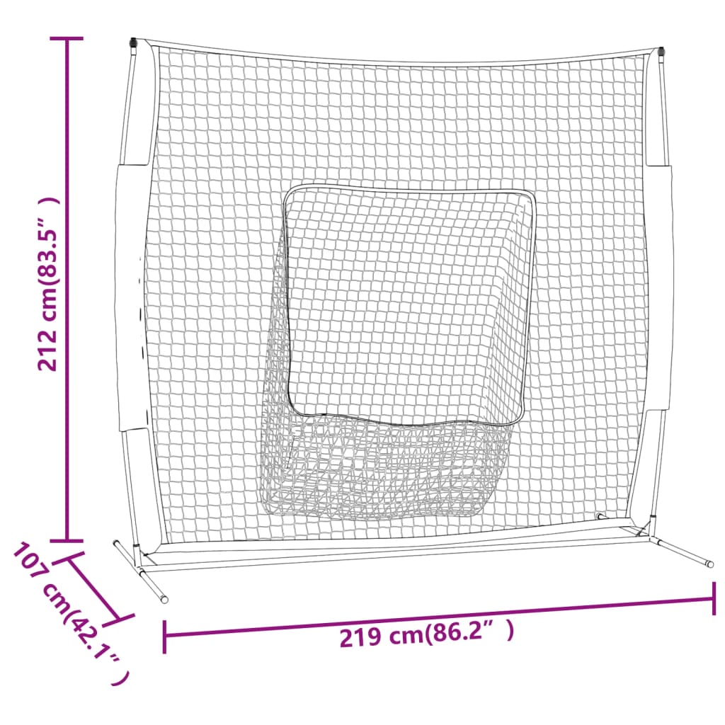 vidaXL Prijenosna mreža za bejzbol 219x107x212 cm čelik i poliester