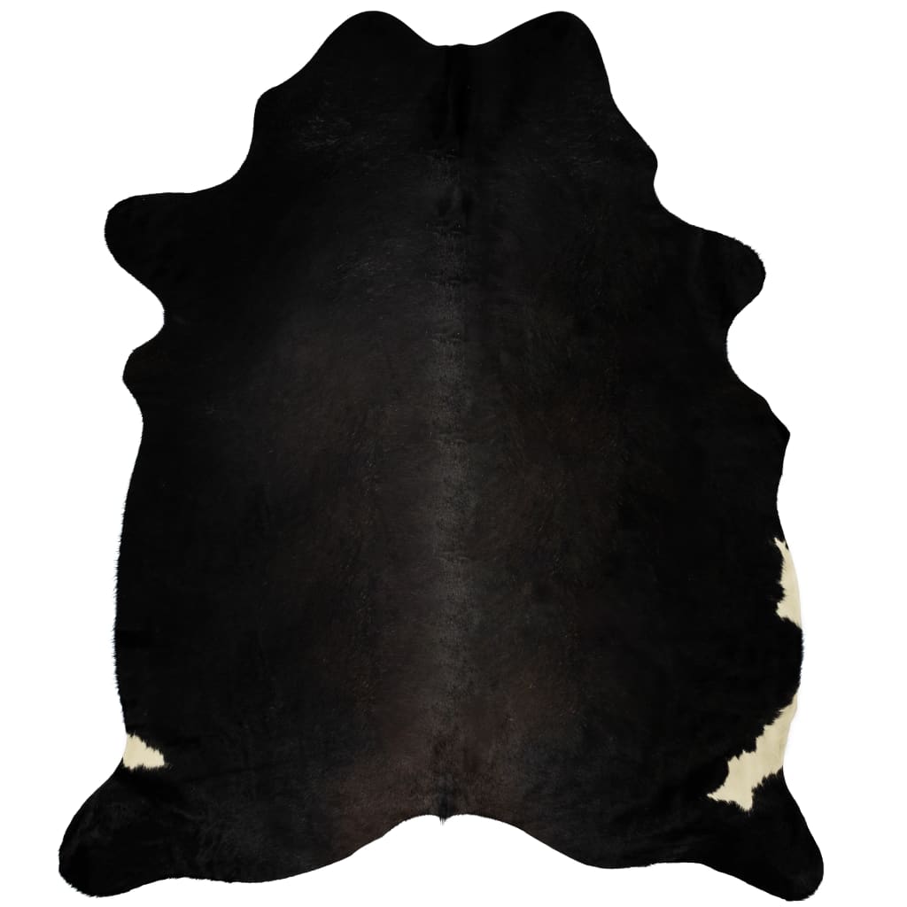 vidaXL Tepih od prave kravlje kože 150 x 170 cm crni