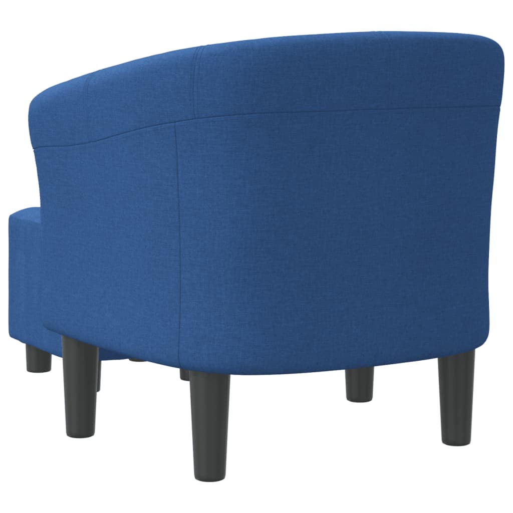vidaXL Zaobljena fotelja s tabureom plava od tkanine