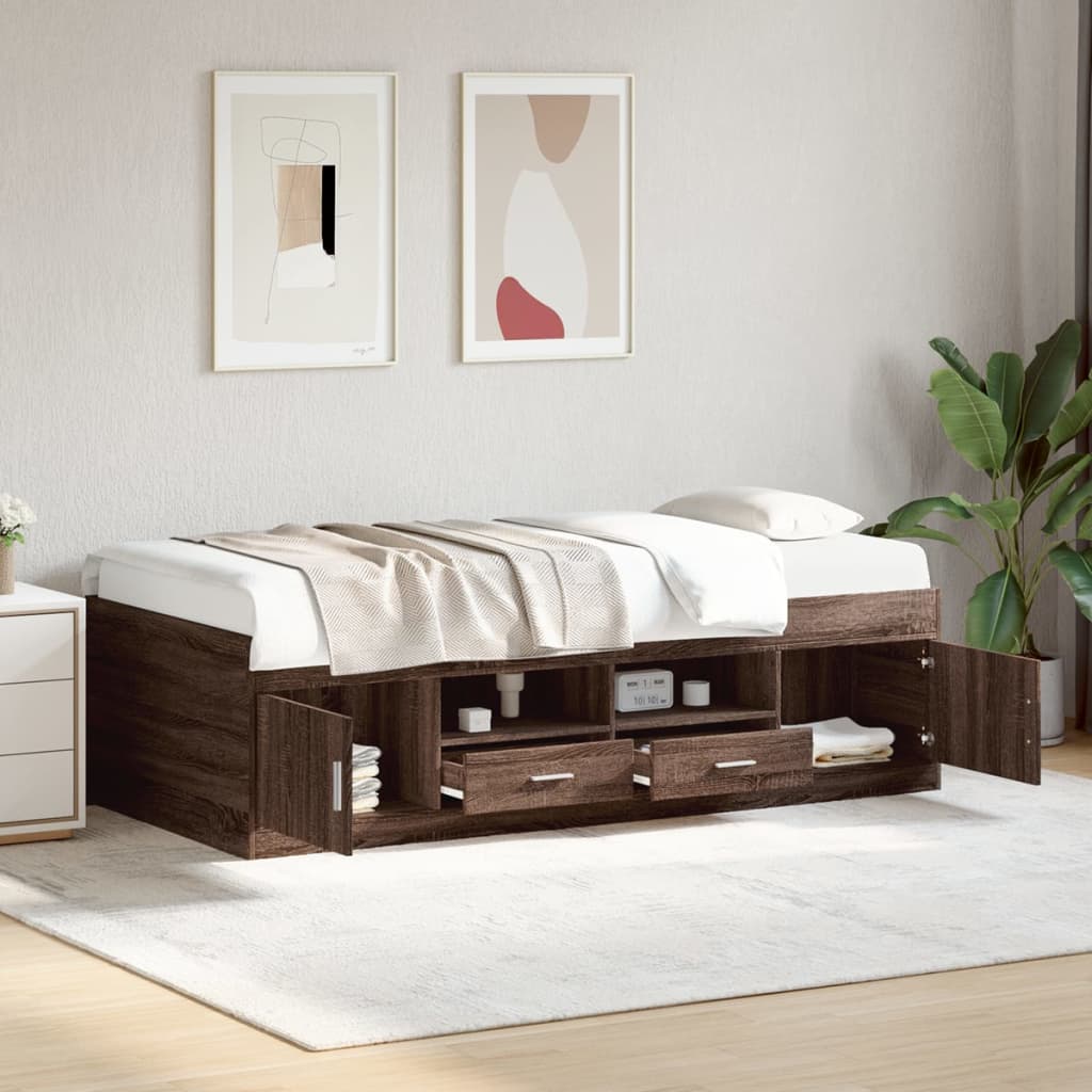 vidaXL Dnevni krevet s ladicama boja smeđeg hrasta 75 x 190 cm drveni