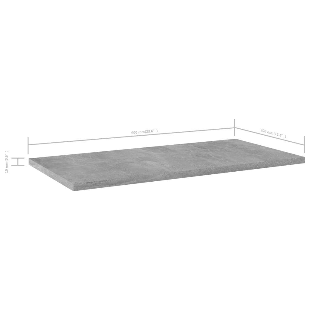 vidaXL Police za knjige 4 kom siva boja betona 60x30x1,5 cm od iverice