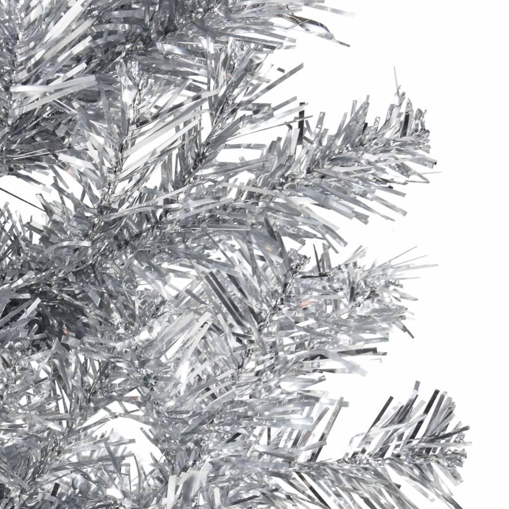 vidaXL Tanka umjetna polovica božićnog drvca sa stalkom srebrna 150 cm