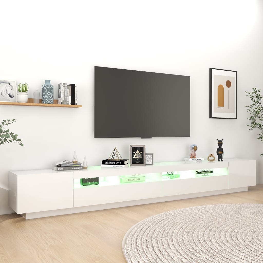 vidaXL TV ormarić s LED svjetlima visoki sjaj bijeli 300 x 35 x 40 cm