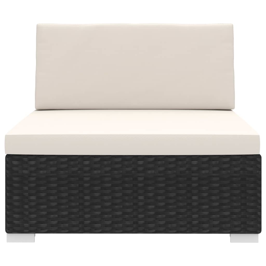 vidaXL Modularna srednja fotelja s jastucima 1 kom od poliratana crna