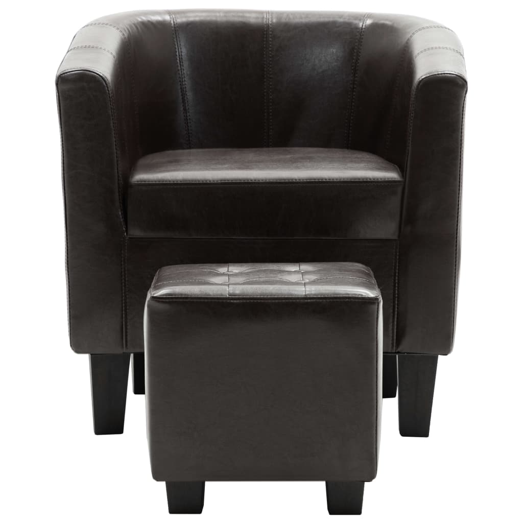 vidaXL Fotelja od umjetne kože s osloncem za noge tamnosmeđa