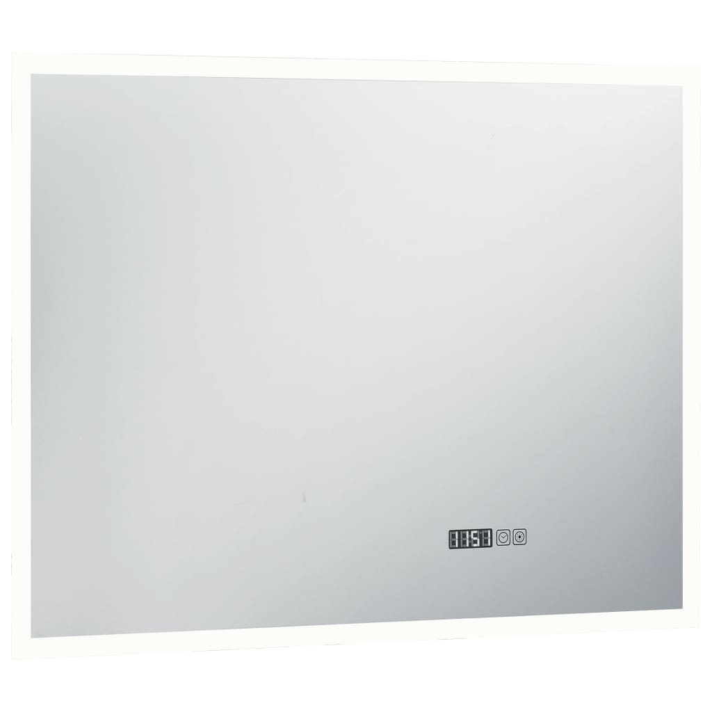 vidaXL Kupaonsko LED ogledalo sa senzorom na dodir i satom 80 x 60 cm