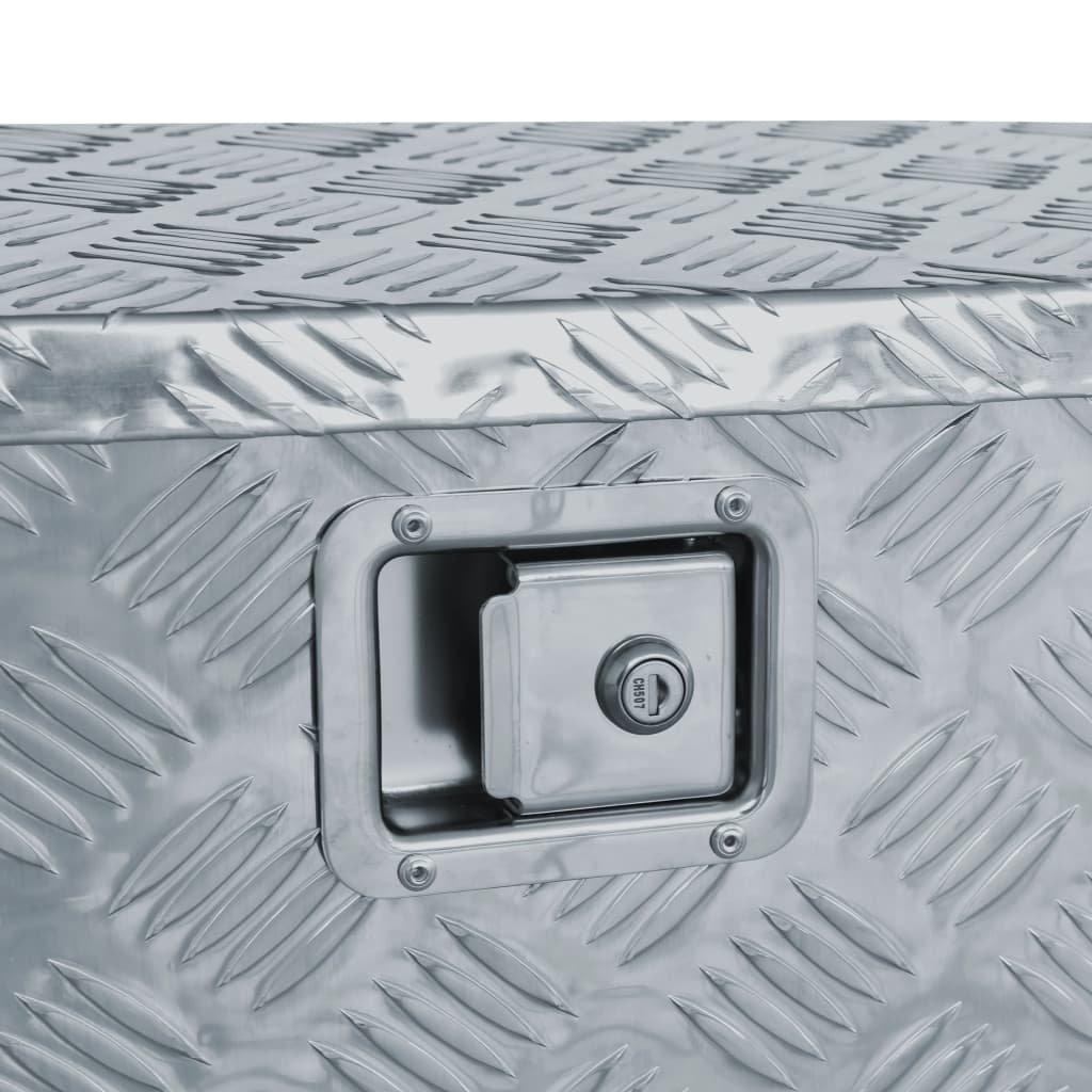 vidaXL Aluminijska kutija 70 x 24 x 42 cm trapezoidna srebrna