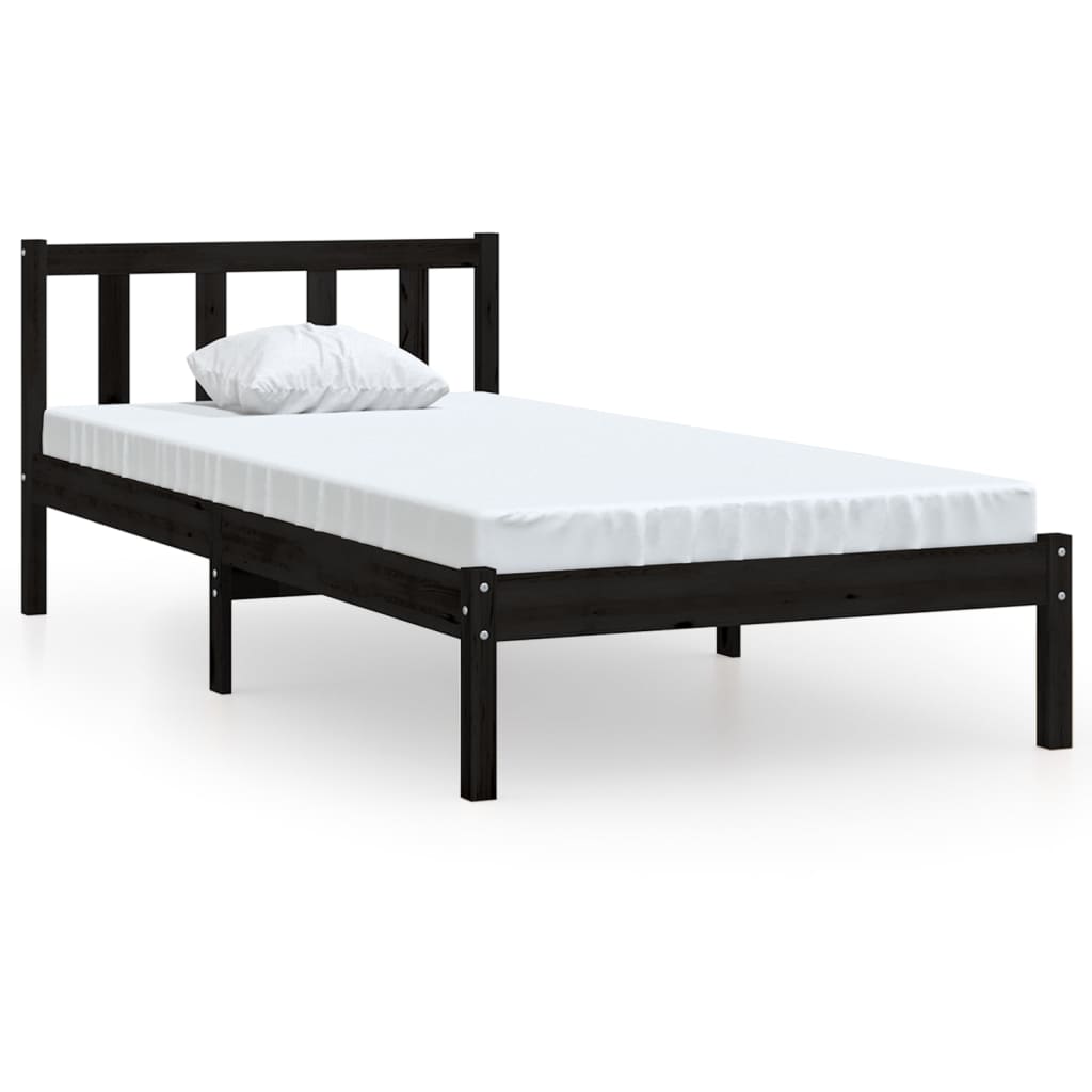 vidaXL Okvir za krevet crni od masivne borovine 100 x 200 cm