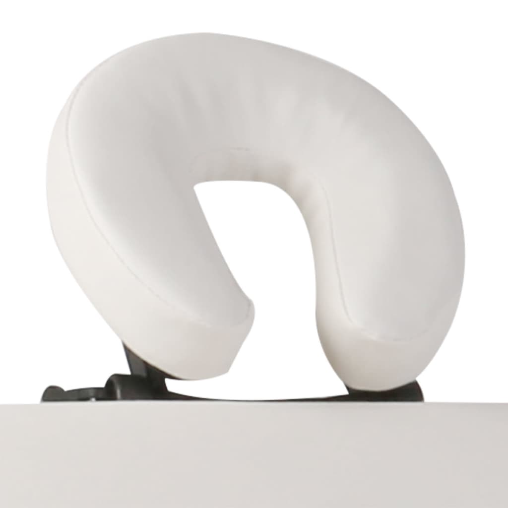 vidaXL Krem bijeli sklopivi stol za masažu s 4 zone i drvenim okvirom