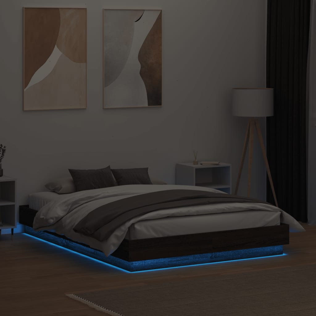 vidaXL Okvir kreveta s LED svjetlima smeđa boja hrasta 120 x 190 cm