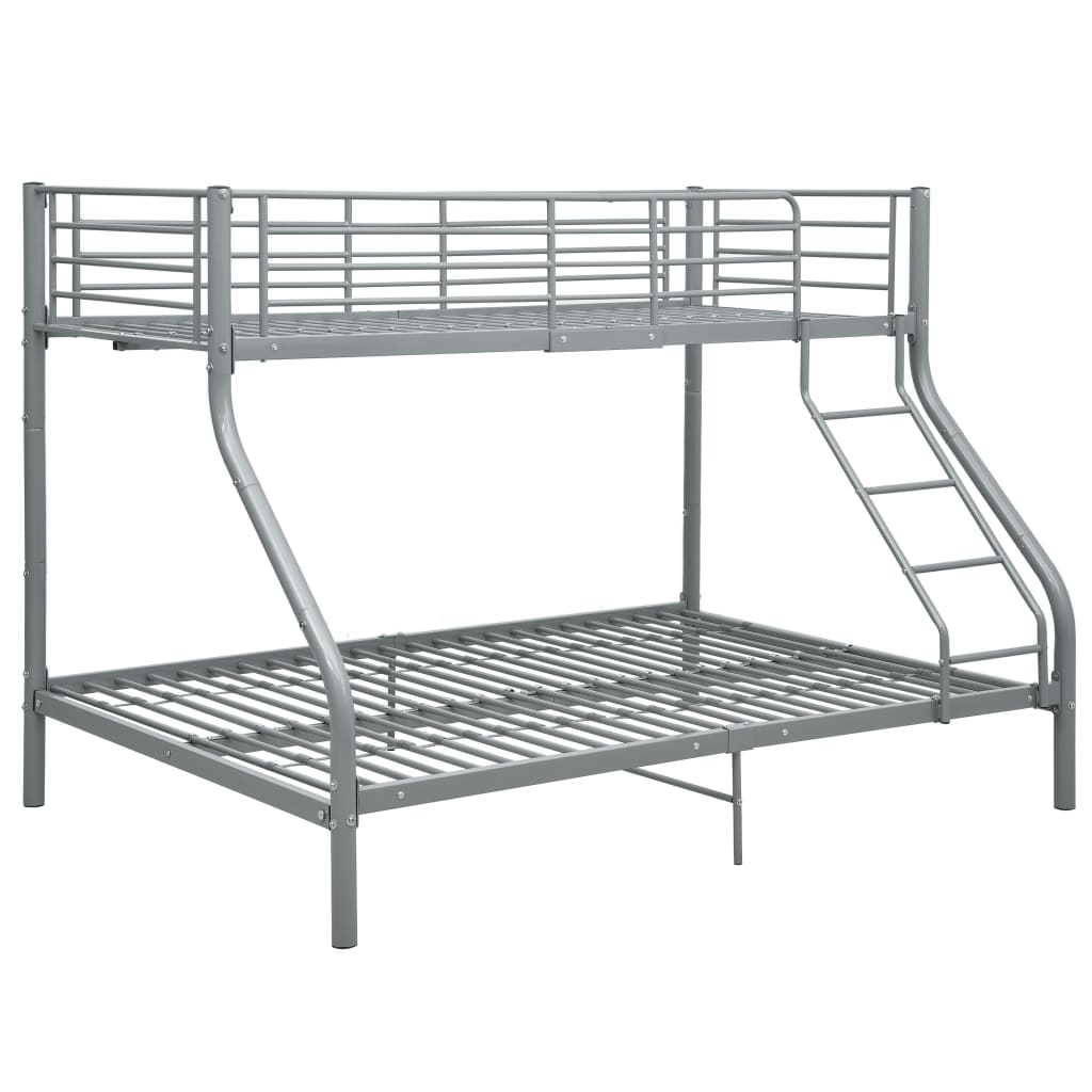 vidaXL Okvir za krevet na kat sivi metalni 140 x 200 / 90 x 200 cm