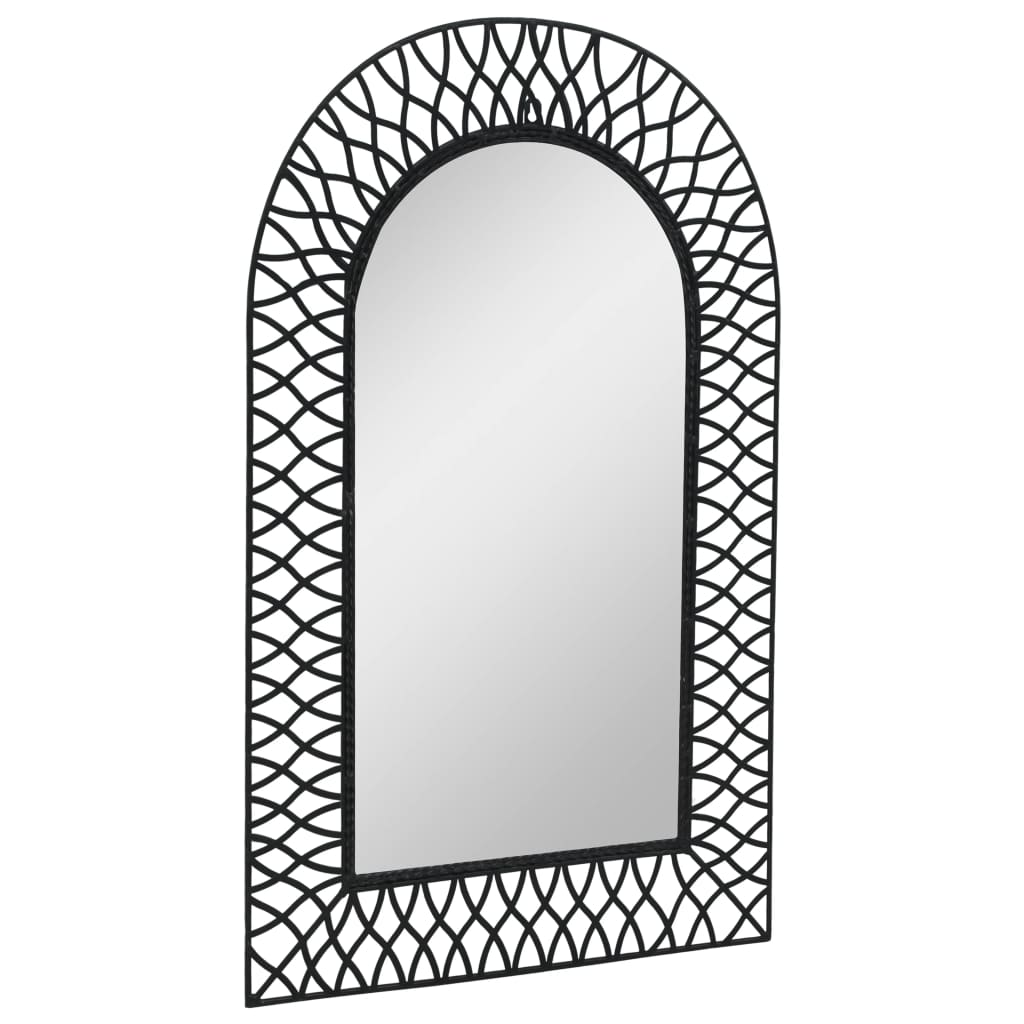vidaXL Vrtno zidno ogledalo s lukom 50 x 80 cm crno