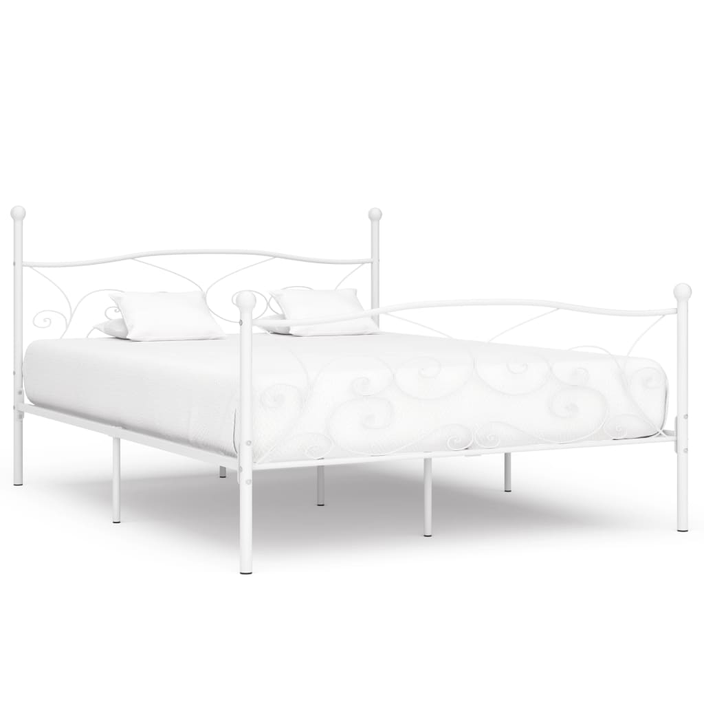 vidaXL Okvir za krevet s podnicama bijeli metalni 200 x 200 cm