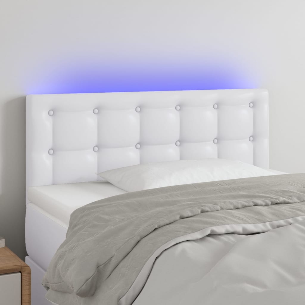 vidaXL LED uzglavlje bijelo 80 x 5 x 78/88 cm od umjetne kože