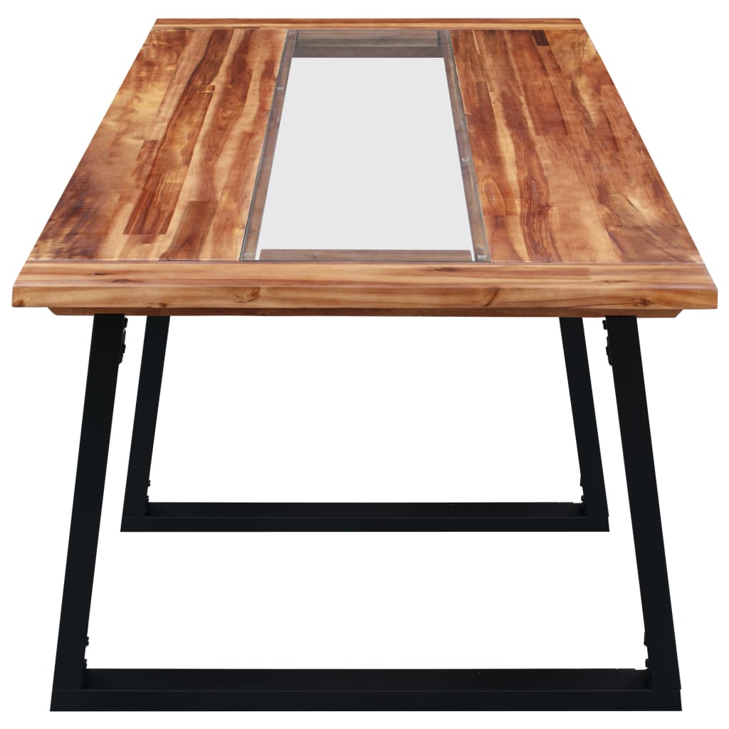 vidaXL Blagovaonski stol 180 x 90 x 75 cm od bagremovog drva i stakla