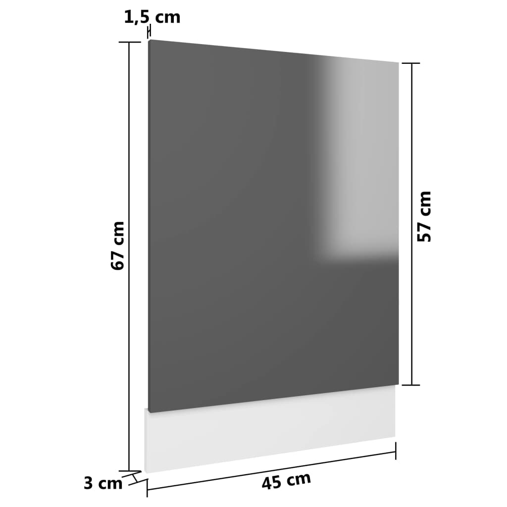 vidaXL Ploča za perilicu posuđa sjajna siva 45 x 3 x 67 cm od iverice