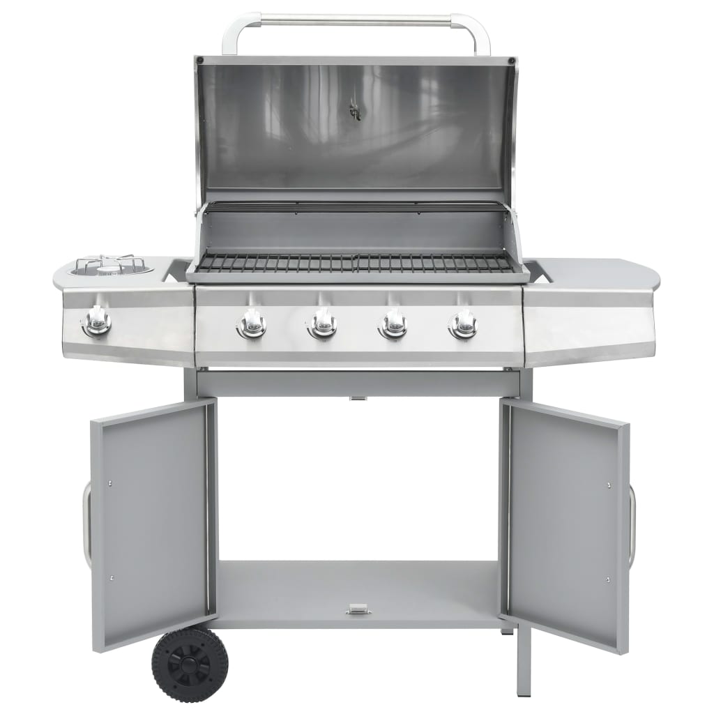 vidaXL Plinski roštilj s 4+1 zonom za kuhanje srebrni nehrđajući čelik