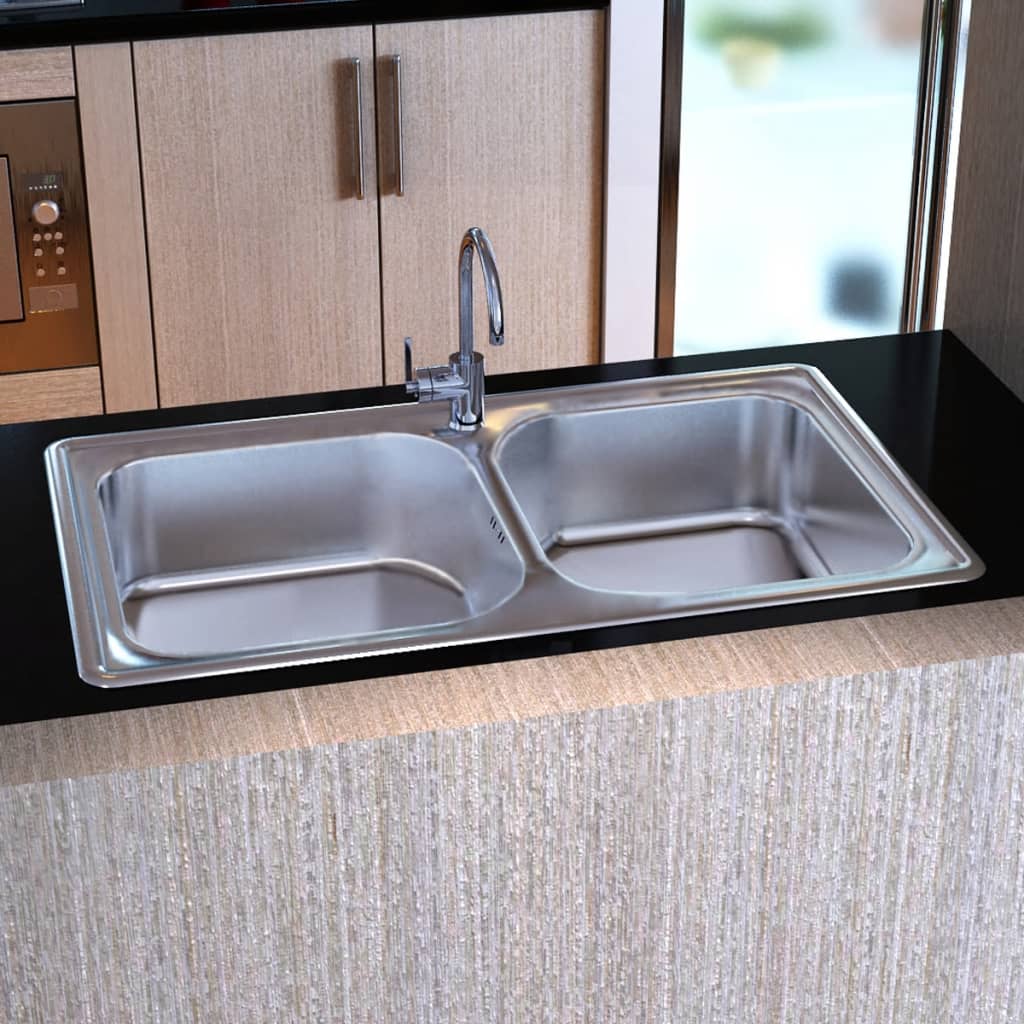 Kvadratni dupli kuhinjski sudoper od nehrđajućeg čelika