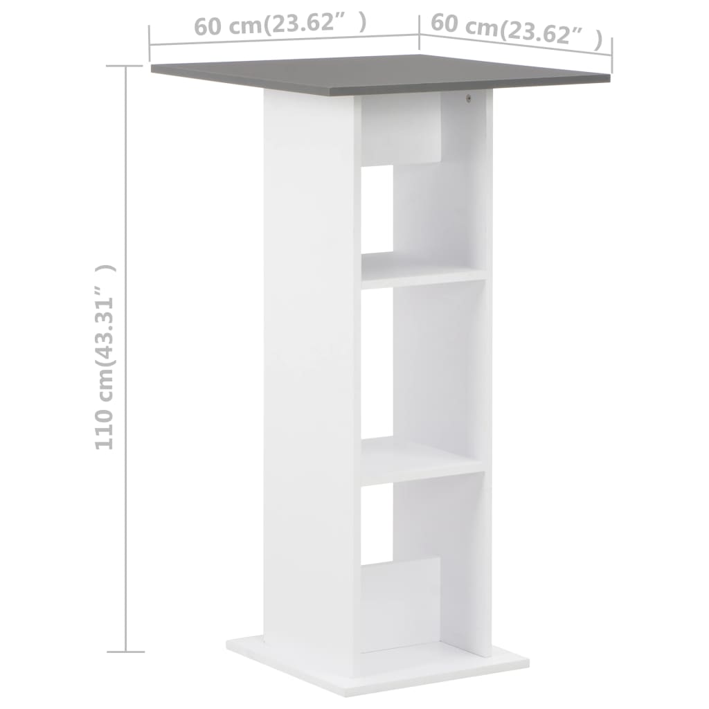 vidaXL Barski stol bijeli i antracit sivi 60 x 60 x 110 cm