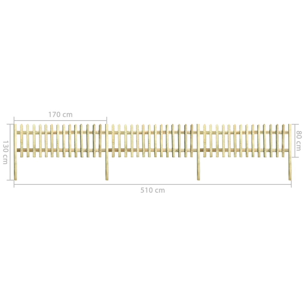 vidaXL Drvena ograda od impregnirane borovine 5,1 m 130 cm 5/7 cm