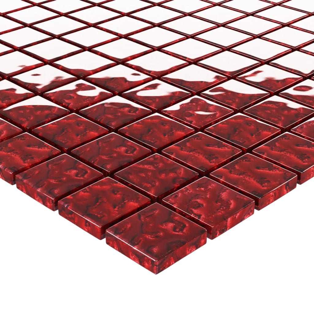 vidaXL Pločice s mozaikom 11 kom crvene 30 x 30 cm staklene